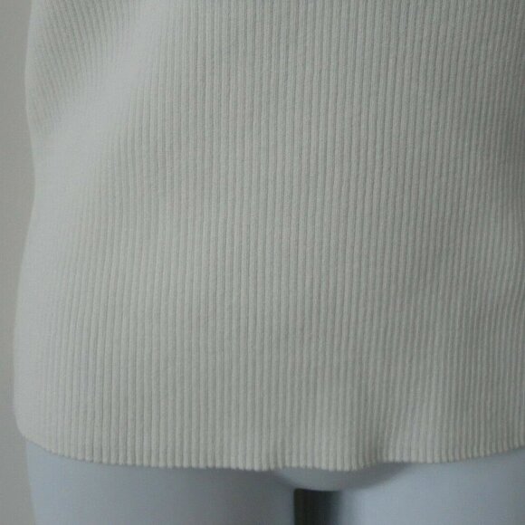 New AKRIS White Round Neck Short Sleeve Cotton Knit Top Rib Eyelet Detail 8, 10 - Picture 5 of 7